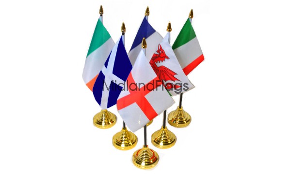 Six Nations Rugby - Plastic Table Flag Pack